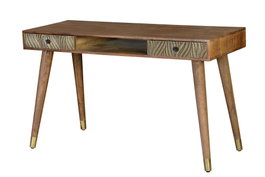 GINER Y COLOMER Bureau en bois de manguier et détails en bronze